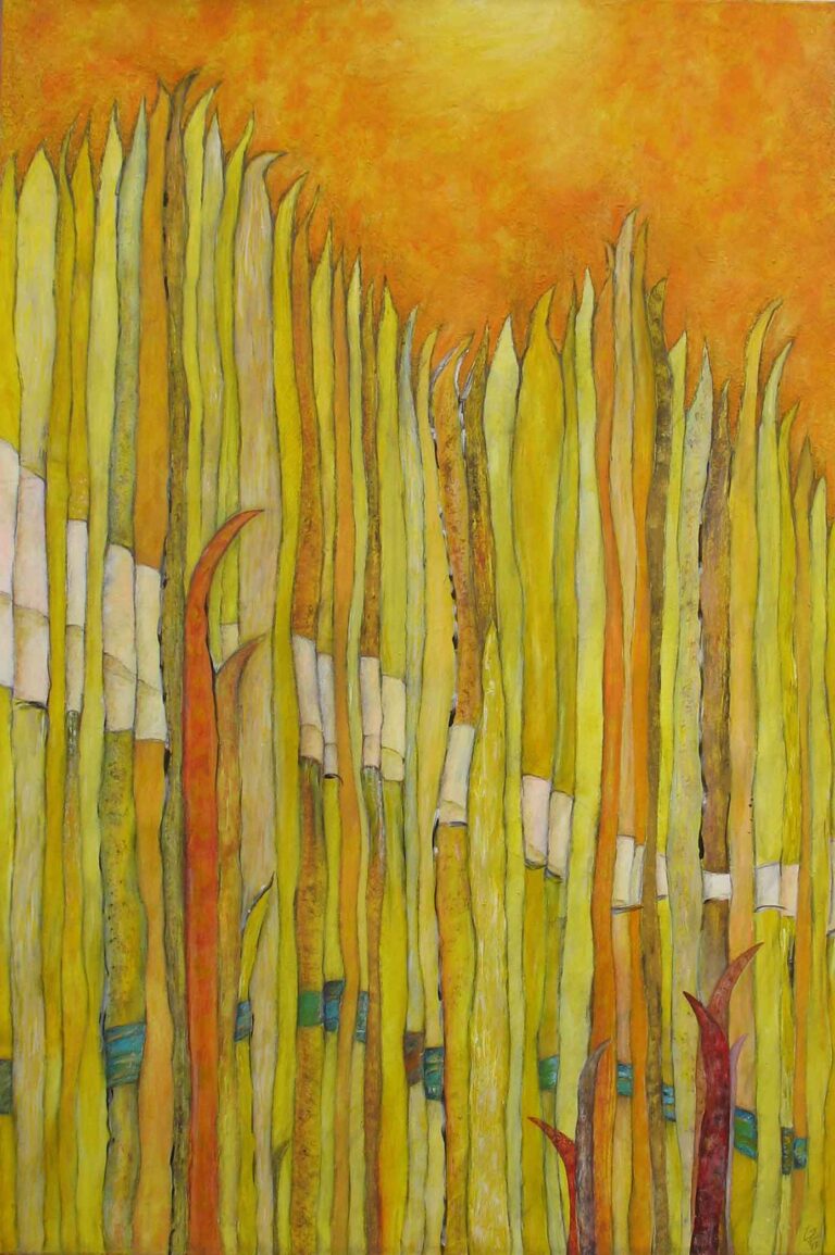 Gemälde, Gras, Gelbes Bild, Webbänder Bild auf Leinwand, Lisa Zimmermanns, Wachstum