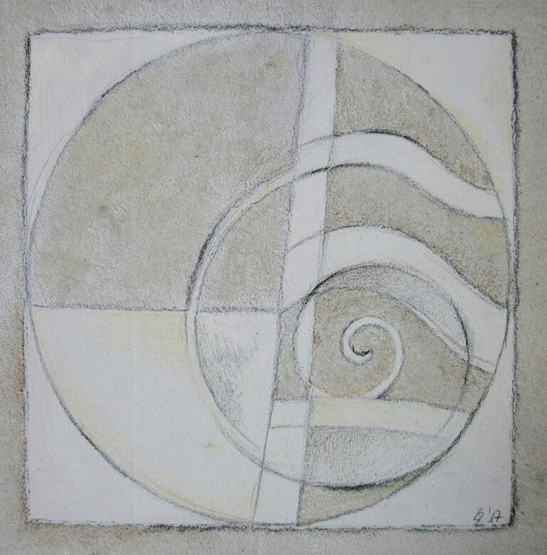 Gemälde, Spirale, Bild auf Leinwand, Lisa Zimmermanns, weiße Zeichnung